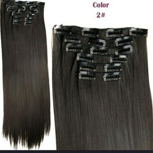 6 piece set clip in human hair blend